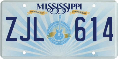 MS license plate ZJL614
