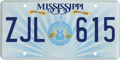 MS license plate ZJL615