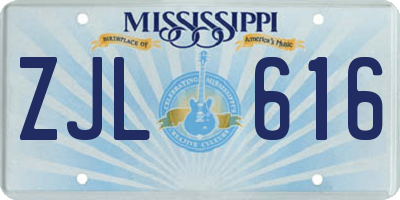 MS license plate ZJL616