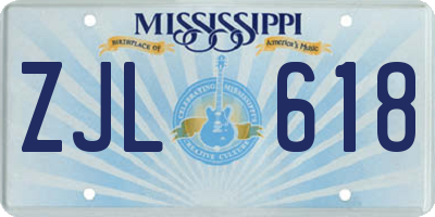 MS license plate ZJL618