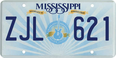 MS license plate ZJL621