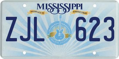 MS license plate ZJL623