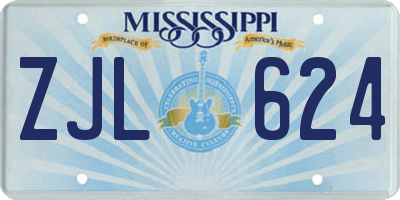 MS license plate ZJL624