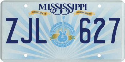 MS license plate ZJL627