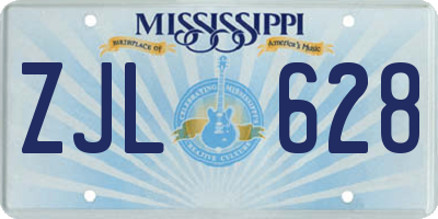 MS license plate ZJL628