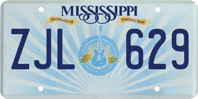 MS license plate ZJL629
