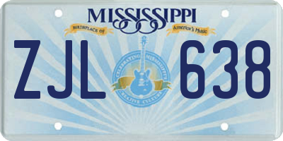 MS license plate ZJL638