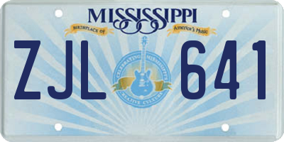 MS license plate ZJL641