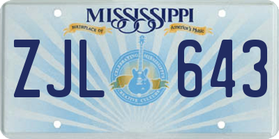 MS license plate ZJL643