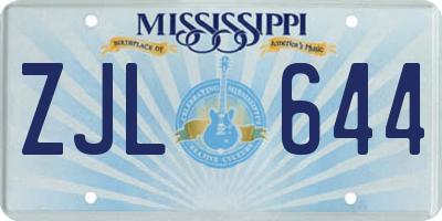 MS license plate ZJL644