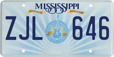 MS license plate ZJL646