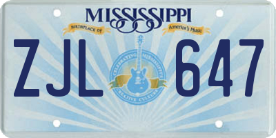 MS license plate ZJL647