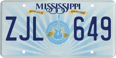 MS license plate ZJL649