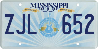 MS license plate ZJL652