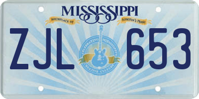 MS license plate ZJL653