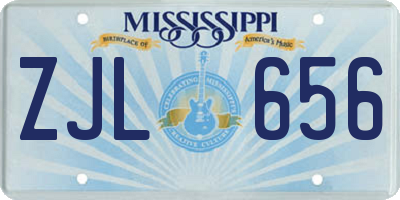 MS license plate ZJL656