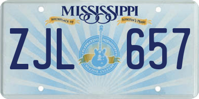 MS license plate ZJL657