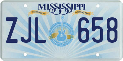MS license plate ZJL658