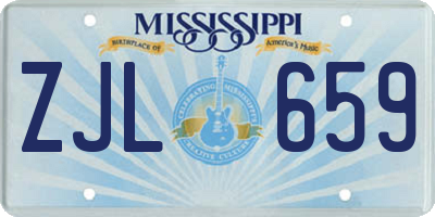 MS license plate ZJL659