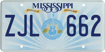 MS license plate ZJL662