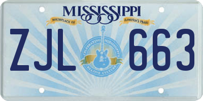 MS license plate ZJL663