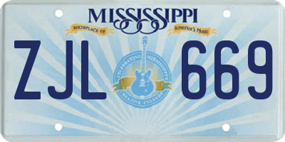 MS license plate ZJL669