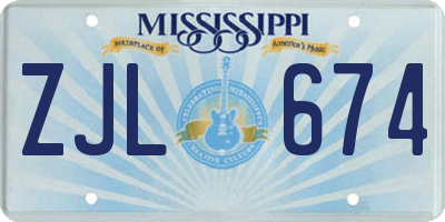 MS license plate ZJL674