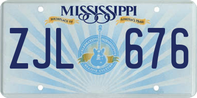 MS license plate ZJL676