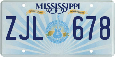 MS license plate ZJL678