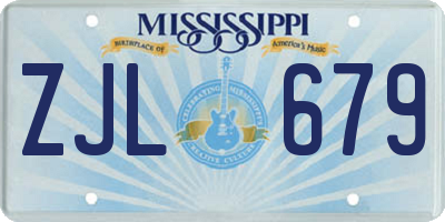 MS license plate ZJL679