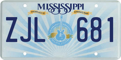 MS license plate ZJL681