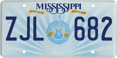 MS license plate ZJL682