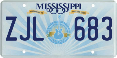 MS license plate ZJL683
