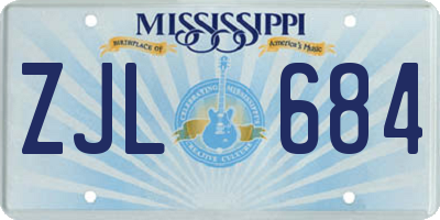 MS license plate ZJL684