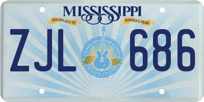MS license plate ZJL686