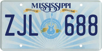 MS license plate ZJL688