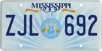 MS license plate ZJL692