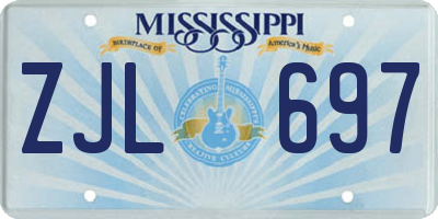 MS license plate ZJL697