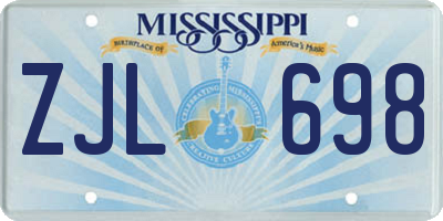 MS license plate ZJL698