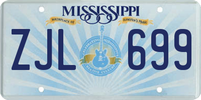 MS license plate ZJL699