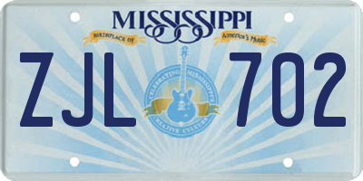 MS license plate ZJL702