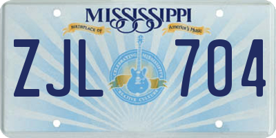 MS license plate ZJL704