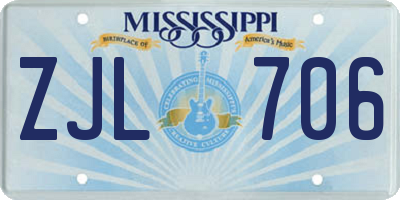 MS license plate ZJL706