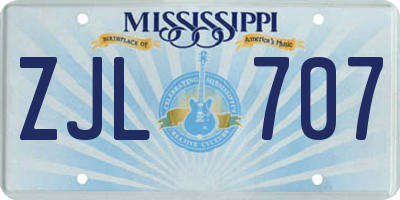 MS license plate ZJL707