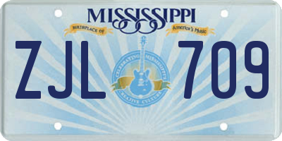 MS license plate ZJL709