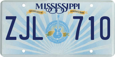 MS license plate ZJL710