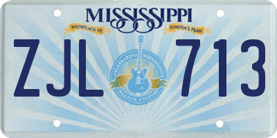 MS license plate ZJL713