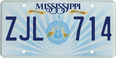 MS license plate ZJL714