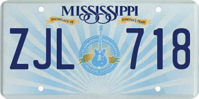 MS license plate ZJL718