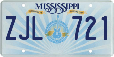 MS license plate ZJL721